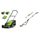 Greenworks 40V Cordless Lawn Mower 35cm (14") with 2x 2Ah batteries and chager - 2501907UC & Greenworks 40V Cordless Polesaw/Hedger Trimmer 2-in-1 - Battery and charger not included - 1300607