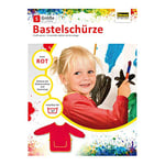 Idena 611184 - Tablier de bricolage pour enfants de 5 à 6 ans avec manches longues et fermeture velcro, de couleur rouge, idéal pour la peinture, le bricolage, la cuisine et la boue.