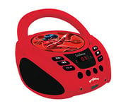 Lexibook, Miraculous Ladybug Cat Noir, Radio CD player, microphone jack, aux-in jack, AC or battery-operated, Red/Black, RCD108MI