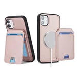 Ｈａｖａｙａ for Coque iPhone 12 Mini Compatible avec Magsafe Etui für iPhone 12 Mini avec Porte Cartes détachable Coque Portefeuille Cuir pour Femmes et Hommes- Rose