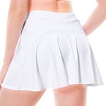 Jupe Short Femme avec Poche, Jupe de Tennis Femme, 2 en 1 Elastique Plissée Jupe Short de Golf Sport Casual Mini Skirt Skorts (Blanc,XL)