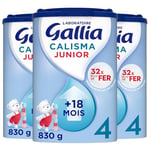 Laboratoire Gallia – Lait infantile Calisma Junior 4ème âge - Lait de Croissance en Poudre pour Bébé - Sans Huile de Palme - Dès 18 Mois - 75 Biberons - Lot de 3 boites de lait 4ème âge - 3x830g