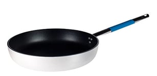 Pentole Agnelli Ligne Cookware System Poêle évasée Haute à Sauter avec Manche Tubulaire INOX Radiant Cool, Bleu Poisson 20 cm Argento/Azzurro Pesce