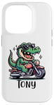 Coque pour iPhone 14 Pro Tony Fun Alligator Design moto pour garçon Nom Tony