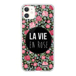 Evetane - Coque Silicone Compatible iPhone 11 - Protection Intégrale 360, Fine et Transparente - Coque Avant & Arrière - Haute Résistance - La Vie en Rose