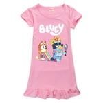 Barn Flickor Bingo Blueys Cartoon Nattlinne Sovkläder Kortärmad Pyjamas Klänning Rosa Pink 5-6 Years