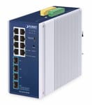 PLANET IP30 Industrial L2/L4 8-Port Håndtert L2/L4 Gigabit Ethernet (10/100/1000) Aluminium, Blå