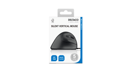 DELTACO Silent Wired Vertical Office Mouse, 4 buttons, 1000-1600 DPI