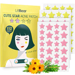 Acne Patch Pimple Patch, LitBear Pink & Yellow Star Shaped Acne Absorbing Cover Patch, Hydrocolloid Acne Patches For Face Zit Patch Acne Dots, Tea Tree Oil + Centella, 112 Patches, 14mm & 10mm