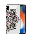 Coque Iphone XS Mandala fleur aztec rose transparente