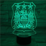 Manchester City F.C USB 3D Anime Nattlampa Atmosfärisk LED Bordlampa Julgåvor för fotbollsälskare Dekorativ lampa för barn