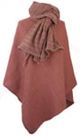 Poncho puderrosa ull Mariedal jacquard