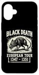 Coque pour iPhone 16 Plus Black Death European Tour Plague Rat Histoire médiévale