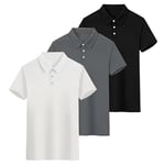 3 Pack Mens Polo Shirts Short Sleeve Moisture Wicking Golf Polo Shirts for Men Adult Waffle Breathable Mens Casual Tee Top Running Sports Gym Work Quick-Dry Polo T Shirts