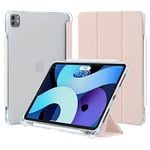 4UBonLife Coque pour iPad Pro 11Pouces 2022/2021/2020/2018 (4ème/3ème/2ème/1ère génération) avec Porte-Stylet, Coque Arrière Fine et Légère en TPU Souple, Support la Charge de 2e Pencil, Rose