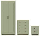 GFW Lancaster 3 Piece 2 Door Wardrobe Set - Sage