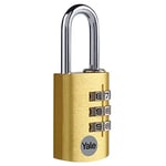 Yale YE3CB/28/126/1/GO - Cadenas aluminium à combinaison 28 mm, anse acier, laiton, code à 3 chiffres - Pour casier, boîte à outils, sac., 28mm