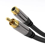 KabelDirekt - 0,5 m - Câble d'extension Cinch, Audio/Digital/Vidéo (câble coaxial, prises RCA mâle/femelle, pour caisson de basse/amplificateur/Hi-Fi, audio analogique, 75 ohms, noir)