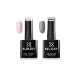 BLUESKY Vernis Gel Semi Permanent Cure sous Lampe UV/LED Milky White Blanc Rose Pastel 10 mL