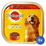 6x Pedigree Chien Bol 300 Grammes Pate ' Boeuf / Dinde