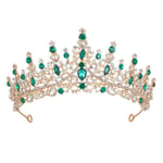 Legering Crown Bröllop Tiara Crystal Rhinestone Crown GRÖN Green