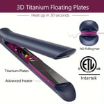 ANGENIL Titanium Flat Iron 1 tuuman, hiusten suoristus ja kiharrin 2 in 1 säädettävällä lämpötilalla kaikille hiustyypeille, antistaattinen, kaksoisjännitteinen matkakoko silikoninkestävällä mattopussilla, lahjat naisille -BlueModel-HY-068A