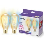 WiZ Filament White Ambiance ST64 [E27 Small Edison Screw] Smart Connected WiFi Light Bulb 2 Pack. 50W Warm to Cool White Light, App Control for Home Indoor Lighting, Livingroom, Bedroom.