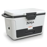 Ninja FrostVault Hard Cooler 50qt/47L, Premium Heavy-Duty Insulated Cool Box, Keeps Ice for up to 6 Days, with Dry Zone integrated Fridge-Temp Dry Storage Drawer, Fits 80 Cans, Cloud White