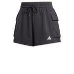 adidas Femme Essentials Small Logo French Terry Cargo Shorts, Black/White, XXL