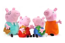 Peppa Pig Plush Family Set of 4 Soft Dolls - Daddy and Mummy Pig 28 cm Peppa and George Pig 17 cm - Gift