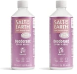 Natural Deodorant Spray Refill by Salt of the Earth, Peony Blossom - Vegan, Long Lasting Protection, Leaping Bunny Approved, Made in the UK - 500ml (Lot de 2)