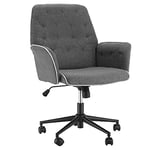 HOMCOM Fauteuil de Bureau Chaise de Bureau Hauteur réglable roulettes pivotant 360° Tissu Chanvre 69L x 66l x 89,5-97H cm Gris chiné