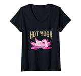 Womens Hot Yoga Instructor / Hot Yoga Beginner / Moder Font Design V-Neck T-Shirt