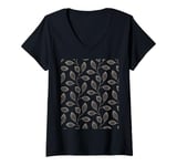 Womens Climbing Vine Leaves Grey Cut Out V-Neck T-Shirt