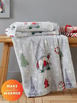 Catherine Lansfield Christmas Gnomes Throw - Grey