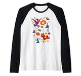 Marvel Iron Man Spider-Man Avengers Stylized Halloween Icons Raglan Baseball Tee