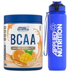 Applied Nutrition Bundle: BCAA Powder 450g + Lifestyle Water Bottle 1000ml | Branched Chain Amino Acids BCAAs Supplement, Intra Workout & Recovery (450g - 32 Servings) (Orange & Mango)