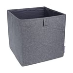 Bigso Box of Sweden Cube Storage Unit for Shelf or Closet - Large Storage Box for Clothes, Toys, Office Supplies, etc. - Foldable Polyester and Cardboard Storage Basket - Grey