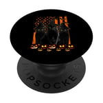 Black Cat Witch Hat American Flag Funny Halloween Costume PopSockets PopGrip Adhésif