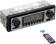Autoradio Bluetooth, Vintage Poste Radio Voiture Bluetooth 4x60W Lecteur MP3 avec Télécommande Supporte USB/AUX