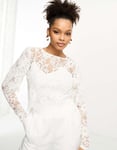 Vila Womens bridal lace long sleeve top in white - Size EU 34 (Womens)