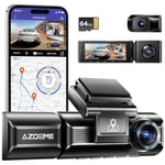 AZDOME M550 3 Channel 4K WiFi Dash Cam, Dual Front and Rear 4K+1080P, Triple Car Camera Free 64GB Card Built-in GPS IR Night Vision WDR IPS 3.19 Parking Mode, Max up Support to 256GB, Easy to Install