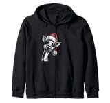 Pig Christmas Santa Hat Pajama Funny Pig Xmas Zip Hoodie