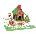 JEUJURA-8228-MAISON NOEL-50 Pieces Jeu de Construction en Bois, 8228, Maison du Père Noël, Small