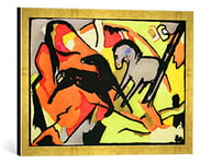 Kunst für Alle 'Encadré Image de Franz Marc Deux Chevaux, d'art dans Le Cadre de Haute qualité Photos Fait Main, 60 x 40 cm, Or Raya