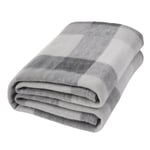 Dreamscene Winter Check Fleece Blanket Super Soft Warm Cosy Sofa Bed Picnic Garden Throw Over, Plaid Tartan Grey White - 120 x 150cm