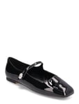 Mango Jewelled Patent Leather-Effect Ballerinas Svart