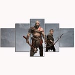 TXCY 5 Canvas Picture 5 Piece HD God of War Kratos and Atreus Video Game Poster Decorative Paintings Wall Decor