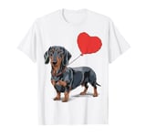 Wiener Dachshund With Heart Balloons Valentines Day T-Shirt