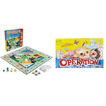 Monopoly Junior Game, Monopoly Board Game for Kids, Family Game for 2-4 Players & Operation Electronic Board Game with Doctor Cards and Funny Ailments, 1+ Player, Funny Kids' Games